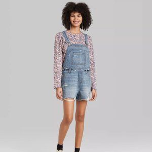 Women's Denim Short Alls, Medium Wash